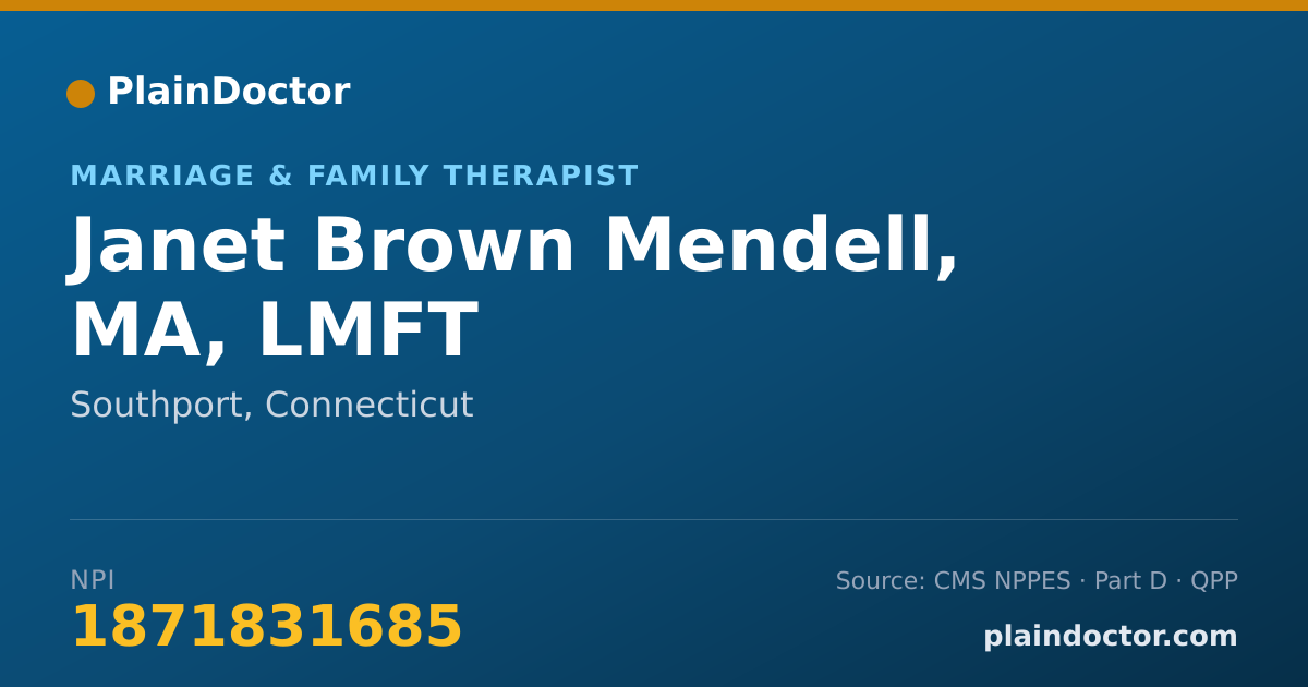 Shareable card for Janet Brown Mendell, MA, LMFT - Marriage & Family Therapist, Southport, CT