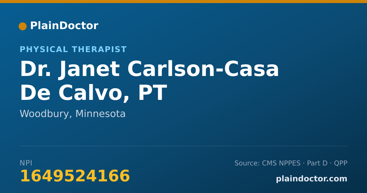 Shareable card for Janet Carlson-Casa De Calvo, PT - Physical Therapist, Woodbury, MN