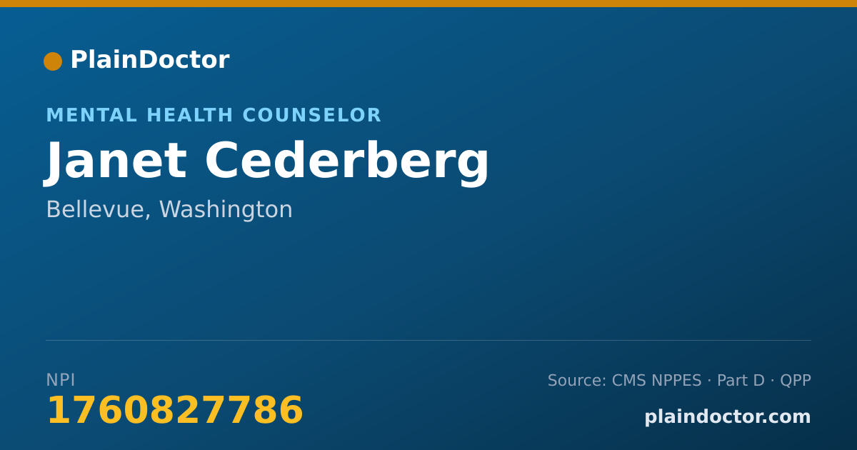 Shareable card for Janet Cederberg - Mental Health Counselor, Bellevue, WA