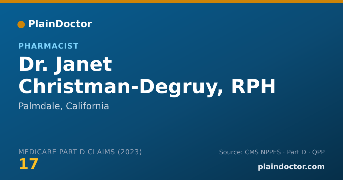 Shareable card for Janet Christman-Degruy, RPH - Pharmacist, Palmdale, CA