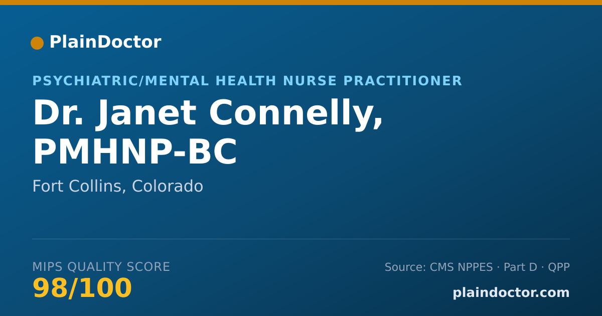 Shareable card for Janet Connelly, PMHNP-BC - Psychiatric/Mental Health Nurse Practitioner, Fort Collins, CO
