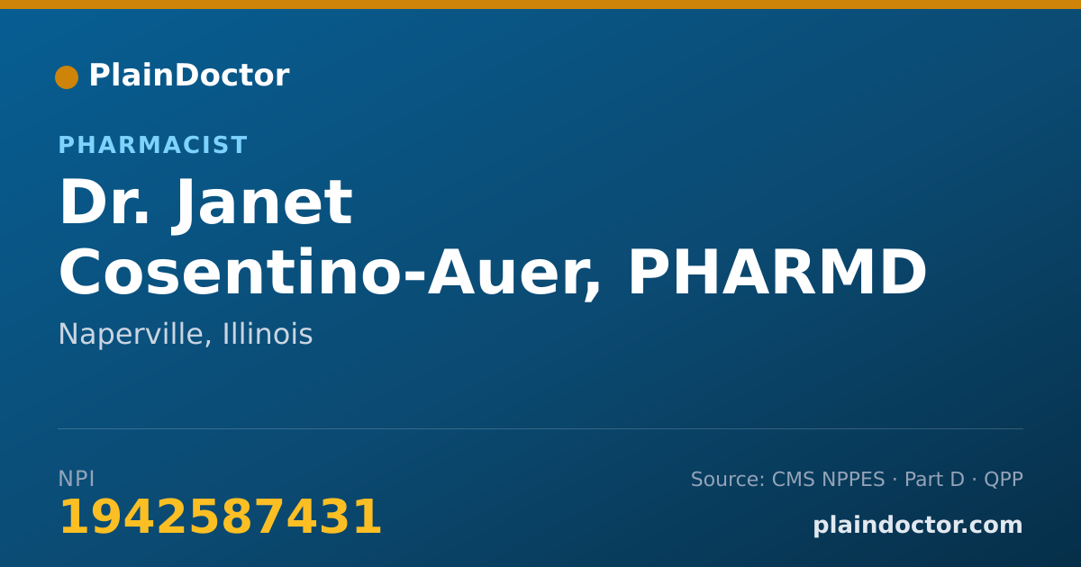 Shareable card for Janet Cosentino-Auer, PHARMD - Pharmacist, Naperville, IL