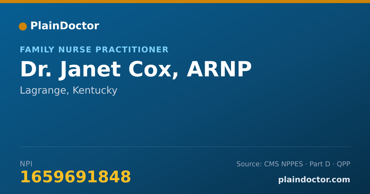 Shareable card for Janet Cox, ARNP - Family Nurse Practitioner, Lagrange, KY