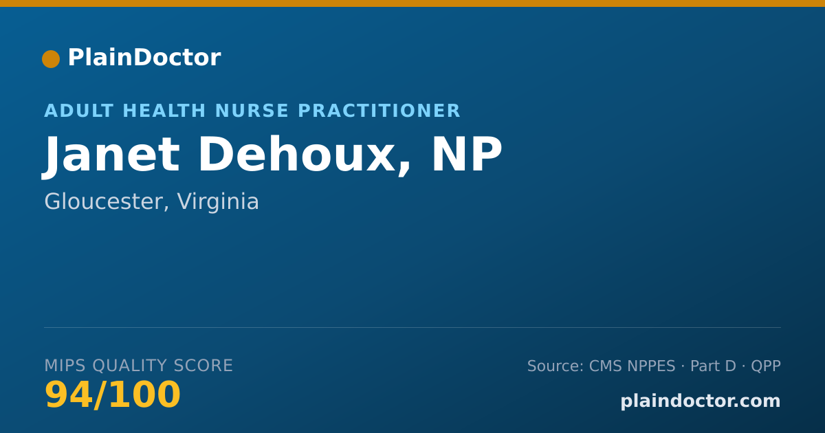 Shareable card for Janet Dehoux, NP - Adult Health Nurse Practitioner, Gloucester, VA