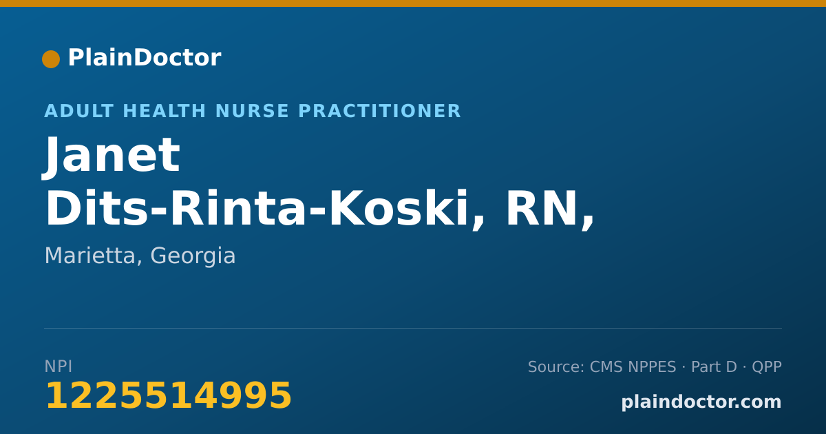 Shareable card for Janet Dits-Rinta-Koski, RN, MSN, AGNP-C - Adult Health Nurse Practitioner, Marietta, GA