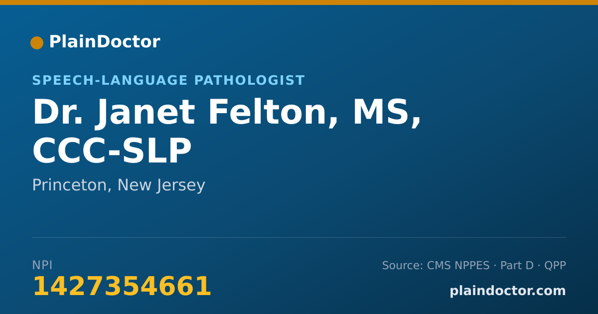 Shareable card for Janet Felton, MS, CCC-SLP - Speech-Language Pathologist, Princeton, NJ