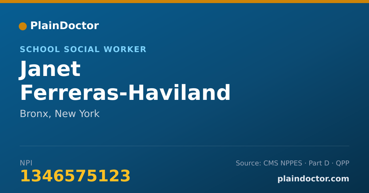 Shareable card for Janet Ferreras-Haviland - School Social Worker, Bronx, NY