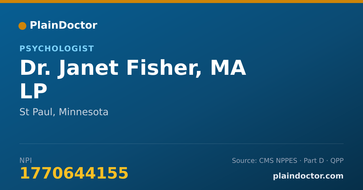 Shareable card for Janet Fisher, MA LP - Psychologist, St Paul, MN