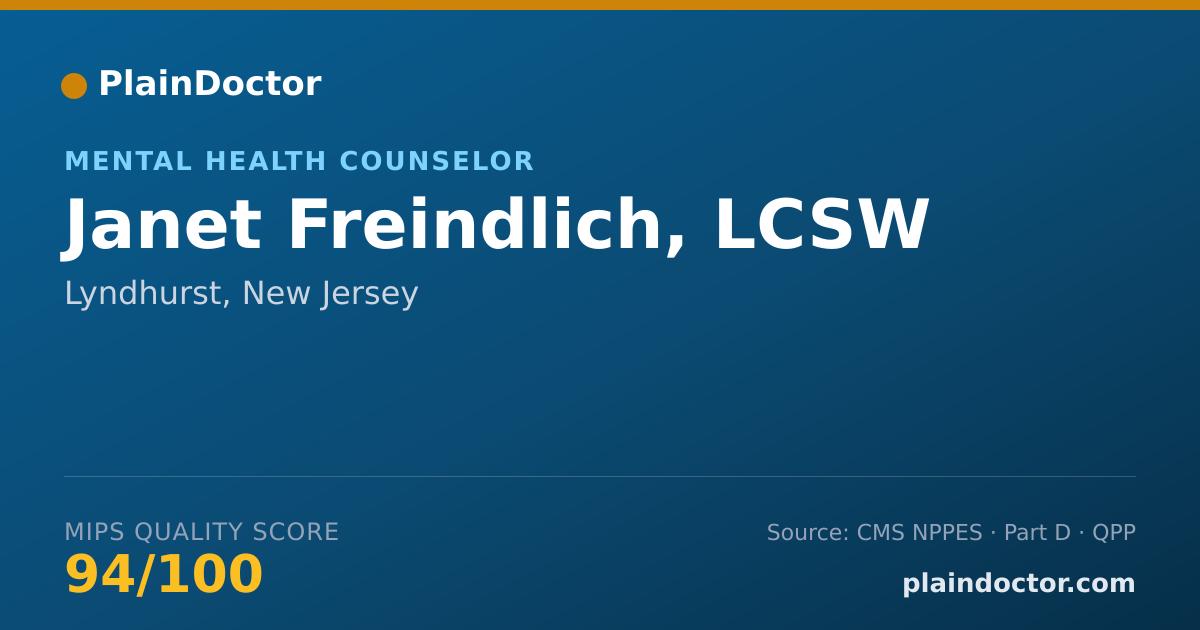 Shareable card for Janet Freindlich, LCSW - Mental Health Counselor, Lyndhurst, NJ