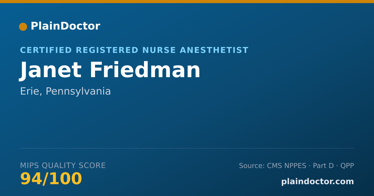 Shareable card for Janet Friedman - Certified Registered Nurse Anesthetist, Erie, PA