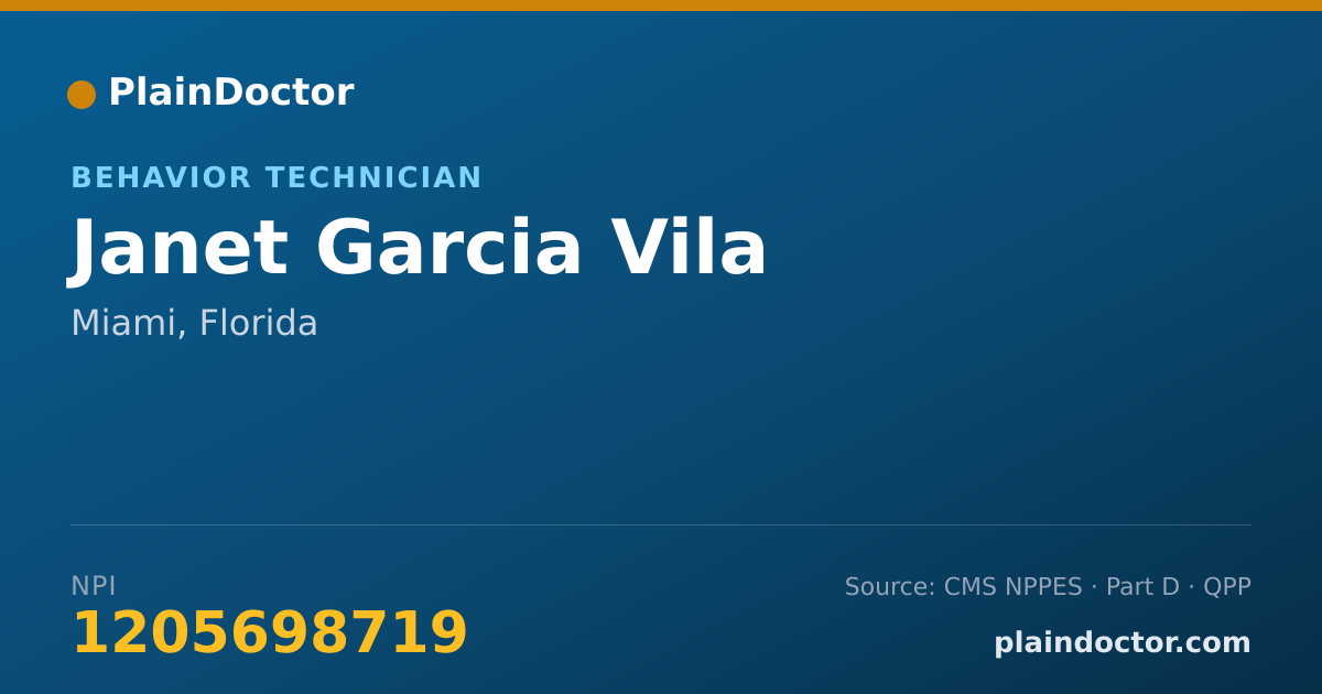 Shareable card for Janet Garcia Vila - Behavior Technician, Miami, FL