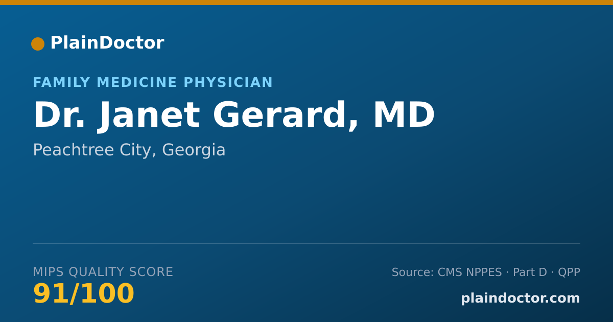 Shareable card for Janet Gerard, MD - Family Medicine Physician, Peachtree City, GA