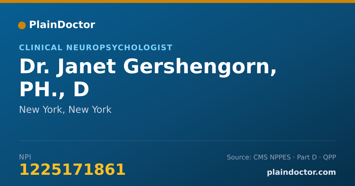 Shareable card for Janet Gershengorn, PH., D - Clinical Neuropsychologist, New York, NY