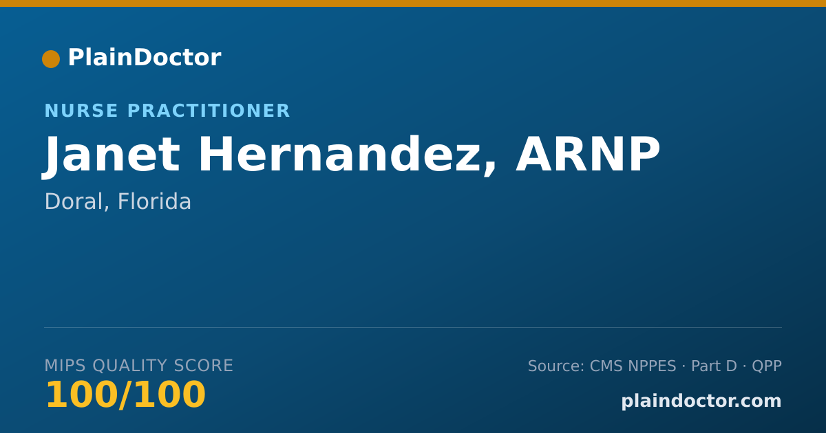 Shareable card for Janet Hernandez, ARNP - Nurse Practitioner, Doral, FL