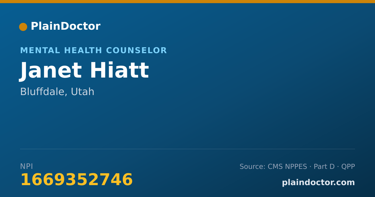 Shareable card for Janet Hiatt - Mental Health Counselor, Bluffdale, UT