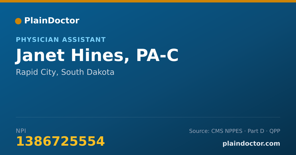 Shareable card for Janet Hines, PA-C - Physician Assistant, Rapid City, SD