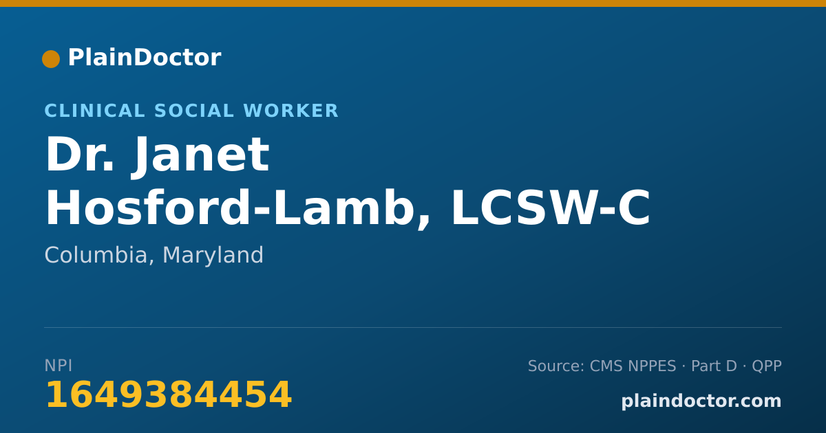 Shareable card for Janet Hosford-Lamb, LCSW-C - Clinical Social Worker, Columbia, MD