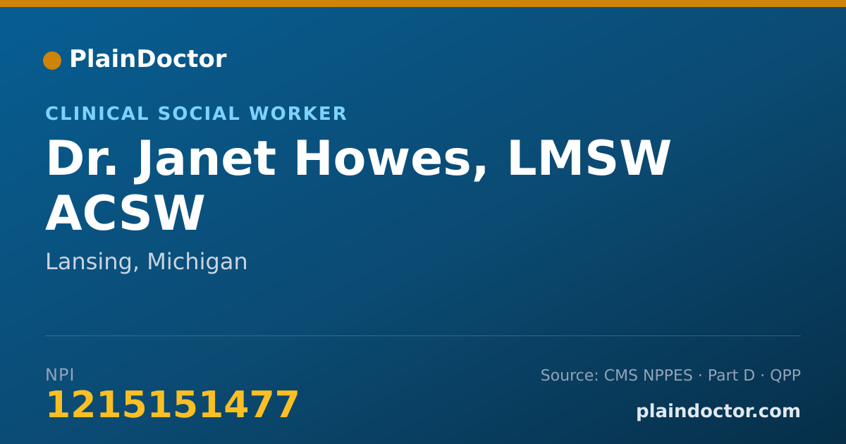 Shareable card for Janet Howes, LMSW ACSW - Clinical Social Worker, Lansing, MI