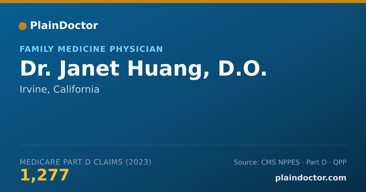 Shareable card for Janet Huang, D.O. - Family Medicine Physician, Irvine, CA