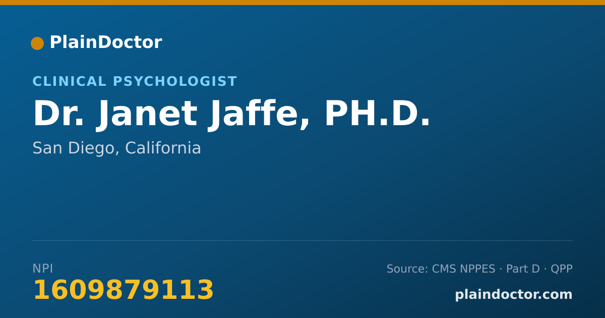 Shareable card for Janet Jaffe, PH.D. - Clinical Psychologist, San Diego, CA