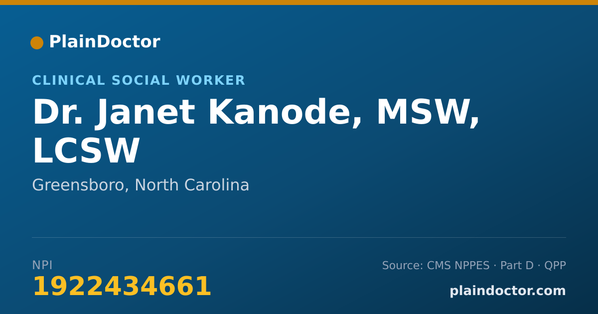 Shareable card for Janet Kanode, MSW, LCSW - Clinical Social Worker, Greensboro, NC