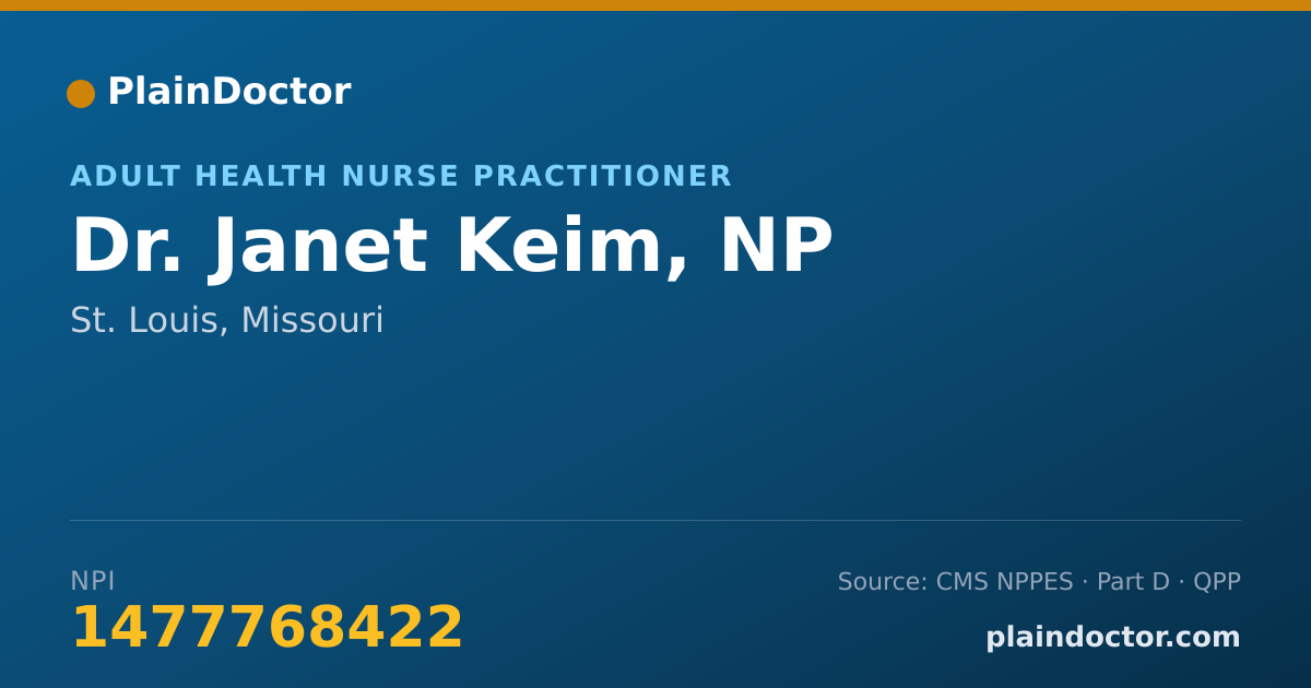 Shareable card for Janet Keim, NP - Adult Health Nurse Practitioner, St. Louis, MO