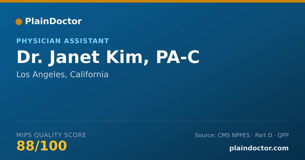 Shareable card for Janet Kim, PA-C - Physician Assistant, Los Angeles, CA