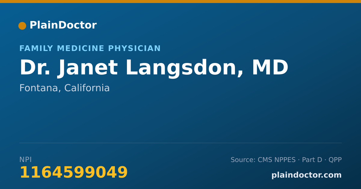 Shareable card for Janet Langsdon, MD - Family Medicine Physician, Fontana, CA