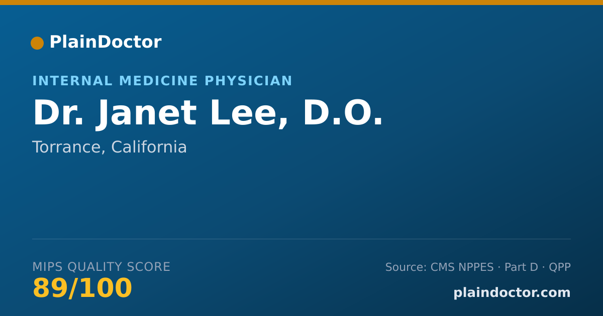 Shareable card for Janet Lee, D.O. - Internal Medicine Physician, Torrance, CA