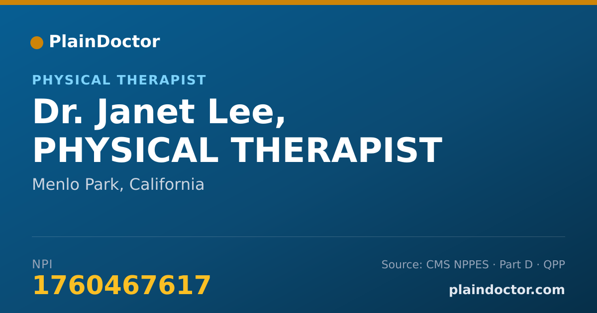 Shareable card for Janet Lee, PHYSICAL THERAPIST - Physical Therapist, Menlo Park, CA