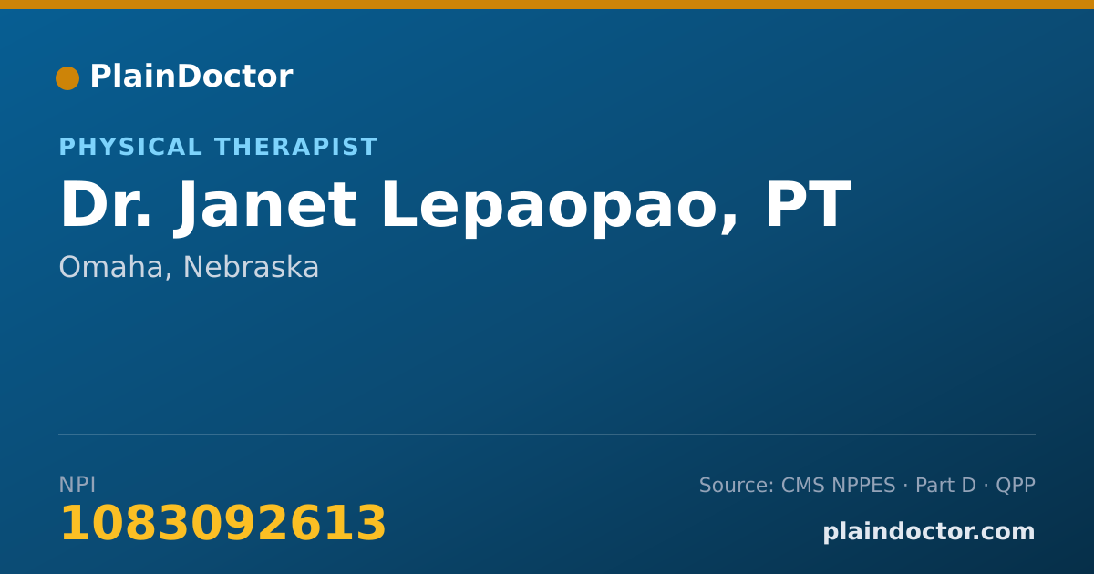 Shareable card for Janet Lepaopao, PT - Physical Therapist, Omaha, NE