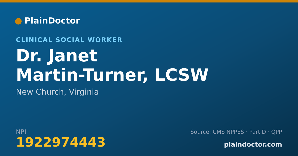 Shareable card for Janet Martin-Turner, LCSW - Clinical Social Worker, New Church, VA