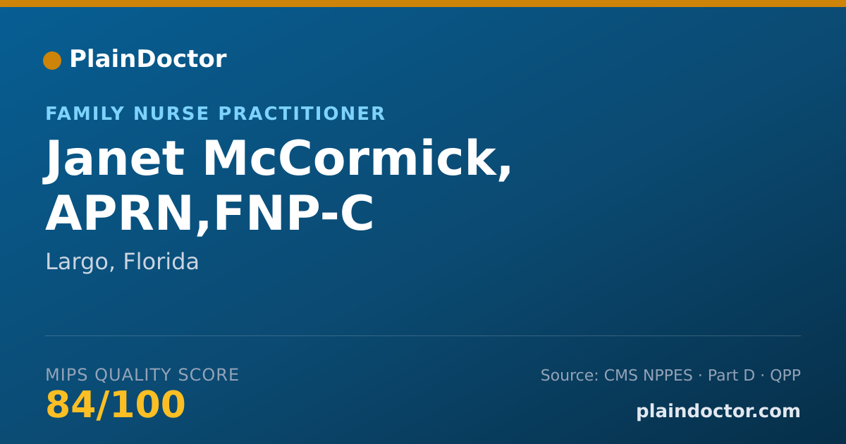 Shareable card for Janet McCormick, APRN,FNP-C - Family Nurse Practitioner, Largo, FL