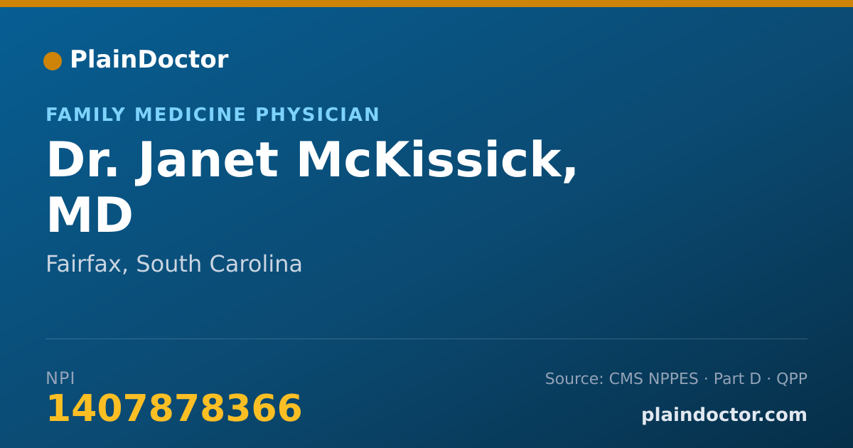 Shareable card for Janet McKissick, MD - Family Medicine Physician, Fairfax, SC