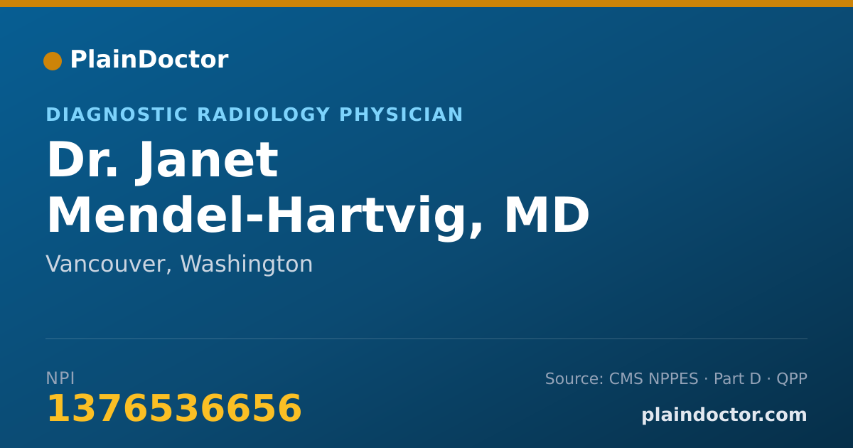 Shareable card for Janet Mendel-Hartvig, MD - Diagnostic Radiology Physician, Vancouver, WA