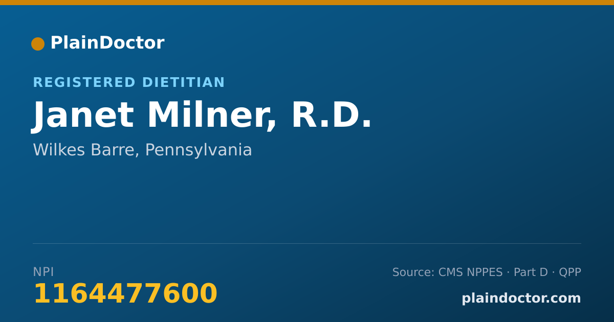 Shareable card for Janet Milner, R.D. - Registered Dietitian, Wilkes Barre, PA