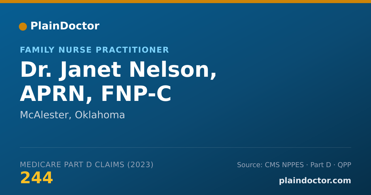 Shareable card for Janet Nelson, APRN, FNP-C - Family Nurse Practitioner, McAlester, OK