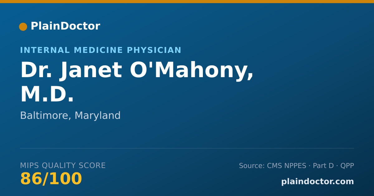 Shareable card for Janet O'Mahony, M.D. - Internal Medicine Physician, Baltimore, MD