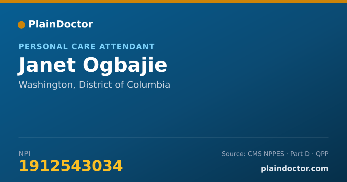 Shareable card for Janet Ogbajie - Personal Care Attendant, Washington, DC