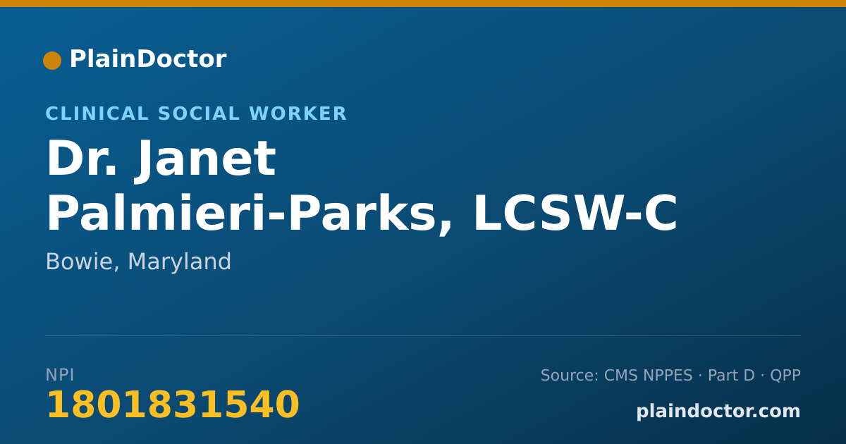 Shareable card for Janet Palmieri-Parks, LCSW-C - Clinical Social Worker, Bowie, MD