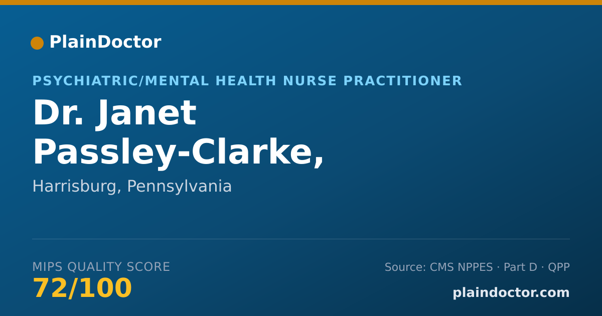 Shareable card for Janet Passley-Clarke, CRNP-PHM - Psychiatric/Mental Health Nurse Practitioner, Harrisburg, PA
