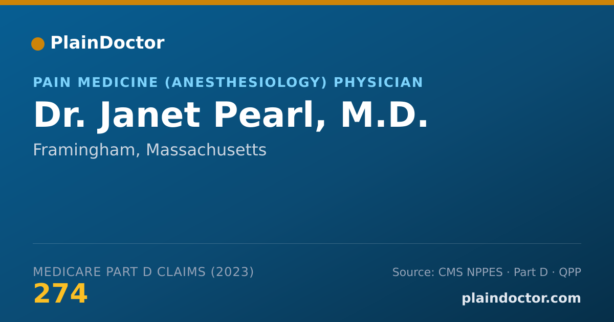 Shareable card for Janet Pearl, M.D. - Pain Medicine (Anesthesiology) Physician, Framingham, MA