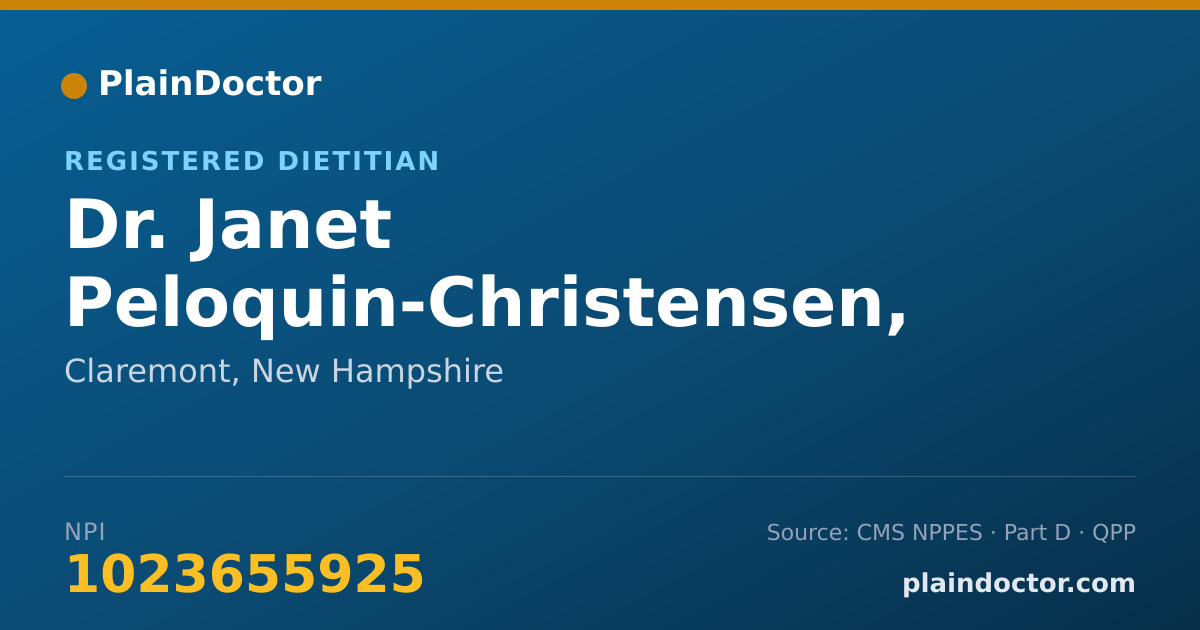 Shareable card for Janet Peloquin-Christensen, MS,RDN, CLT - Registered Dietitian, Claremont, NH