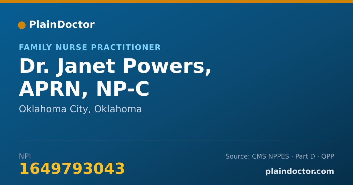 Shareable card for Janet Powers, APRN, NP-C - Family Nurse Practitioner, Oklahoma City, OK