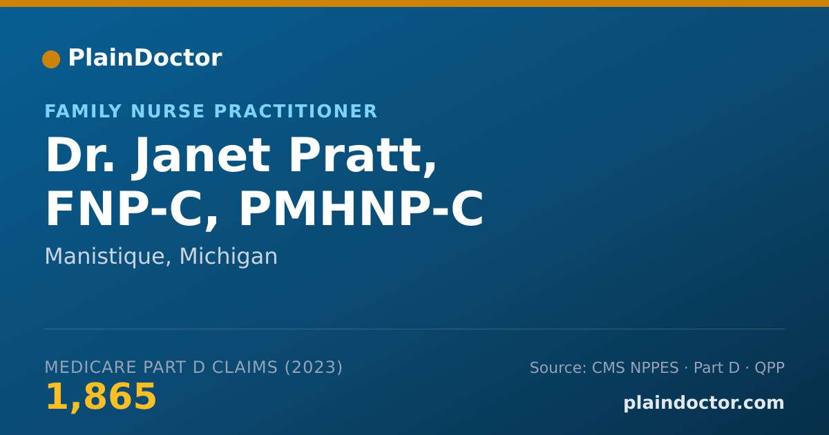 Shareable card for Janet Pratt, FNP-C, PMHNP-C - Family Nurse Practitioner, Manistique, MI