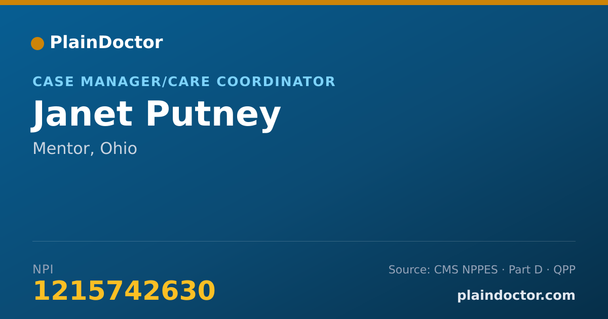Shareable card for Janet Putney - Case Manager/Care Coordinator, Mentor, OH
