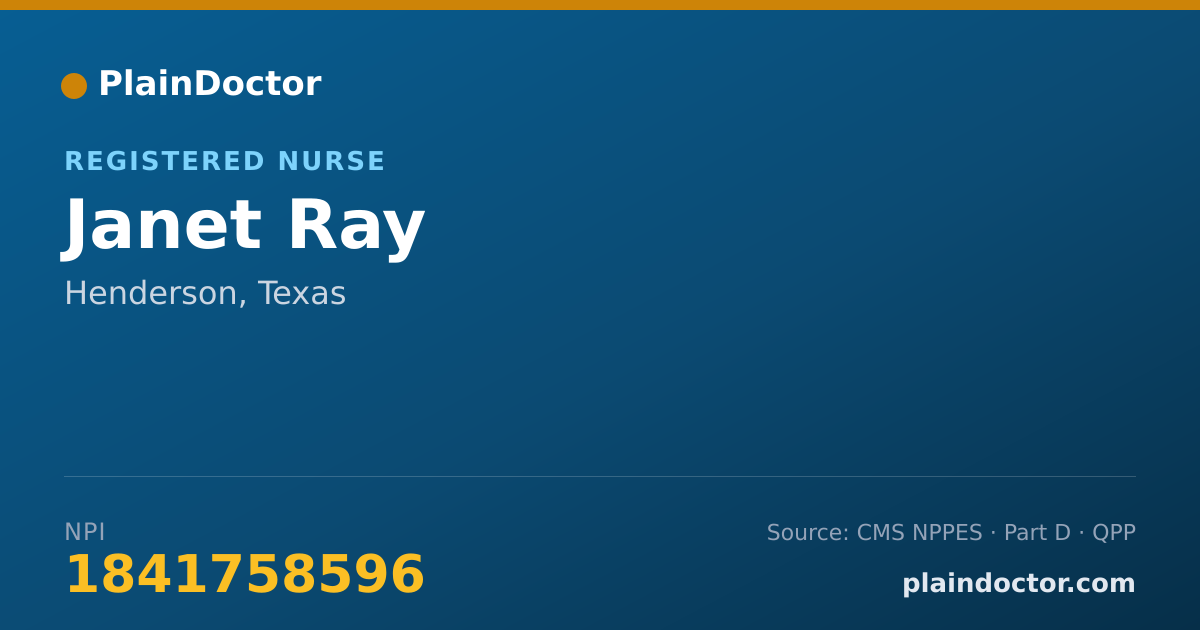 Shareable card for Janet Ray - Registered Nurse, Henderson, TX