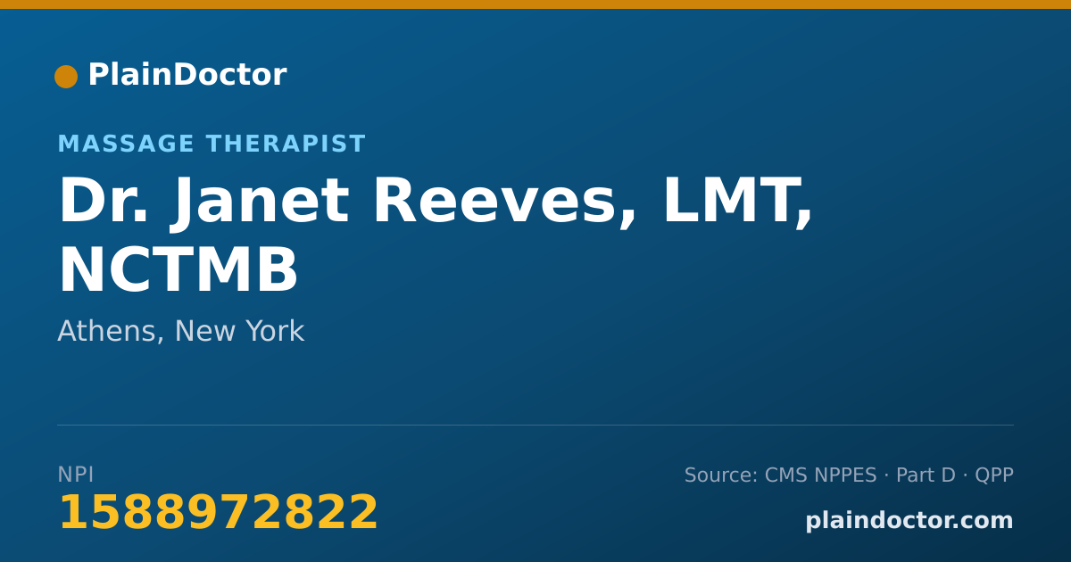 Shareable card for Janet Reeves, LMT, NCTMB - Massage Therapist, Athens, NY