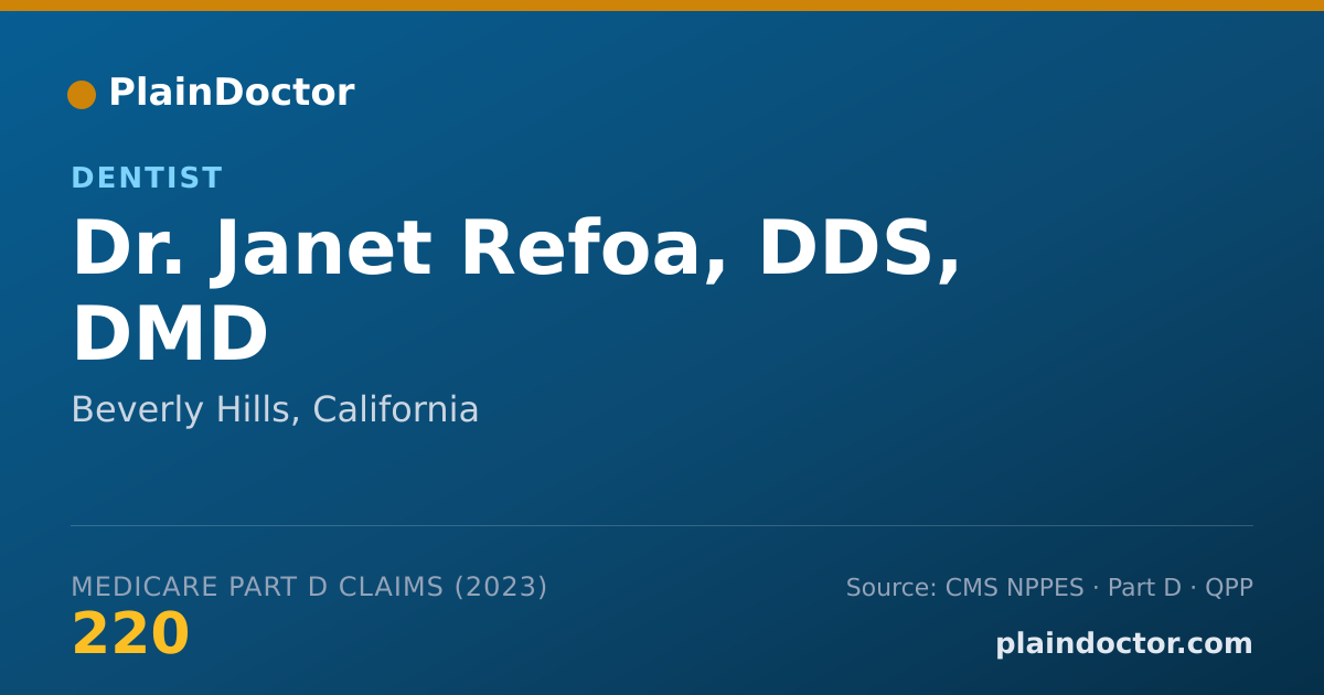 Shareable card for Janet Refoa, DDS, DMD - Dentist, Beverly Hills, CA