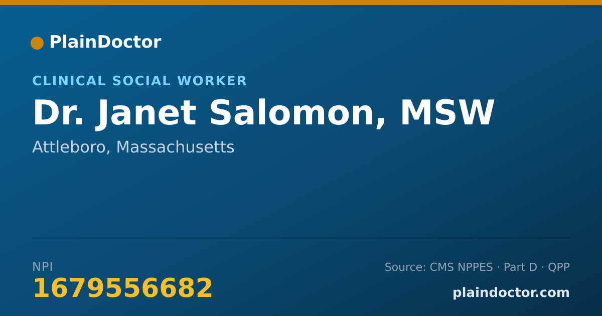 Shareable card for Janet Salomon, MSW - Clinical Social Worker, Attleboro, MA